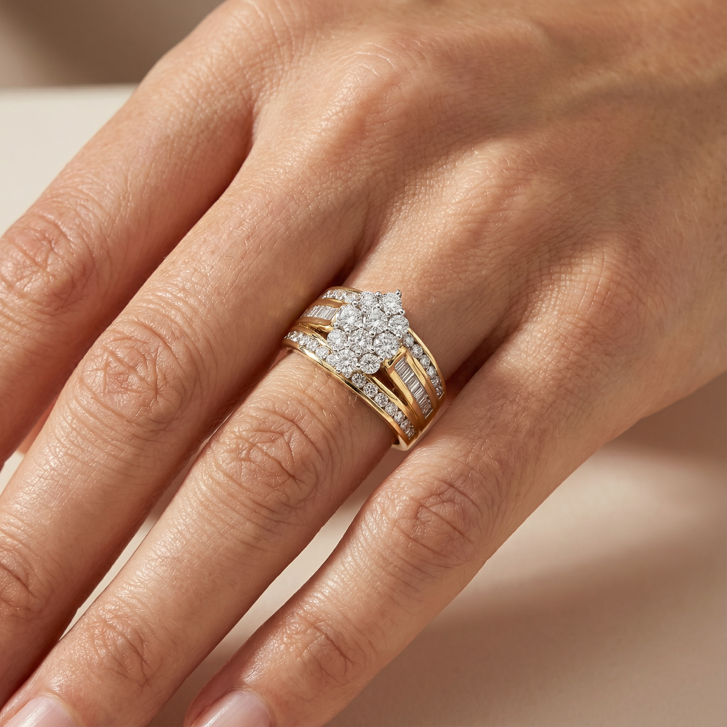 Women's 1.1ct Lab Diamond Right Hand Ring | 10K Yellow Gold | Draco