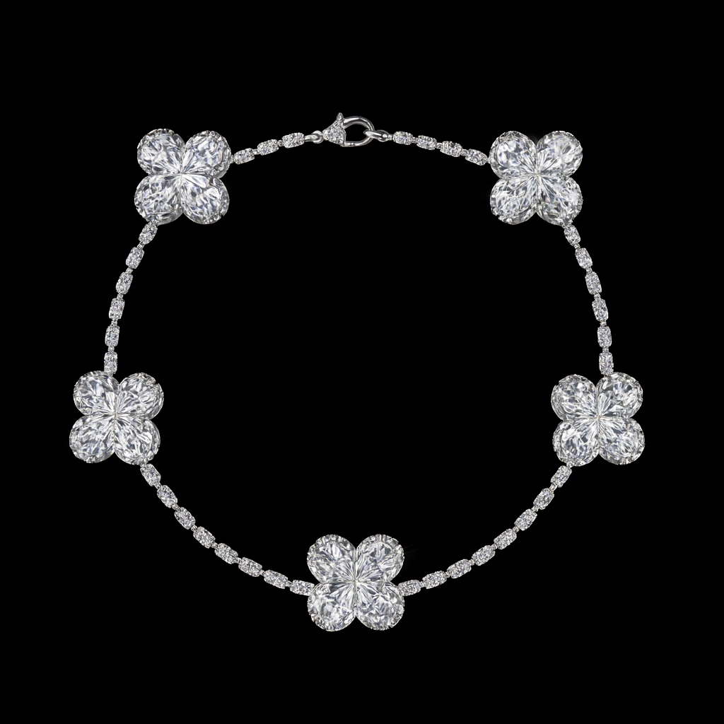 13ct Pear Clover Lab Diamond Tennis Bracelet | 0.50ct Pears | IGI Certified | Draco