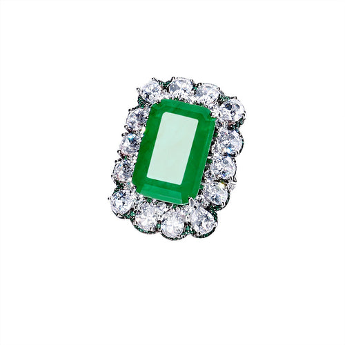 LuxeJewels™ FrostÉmeraude Regal Emerald Statement Ring