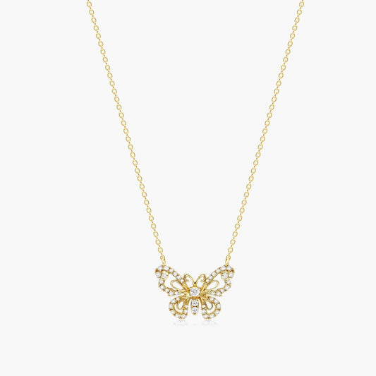1ct Lab Grown Diamond Butterfly Pendant Necklace | Round Brilliant | IGI Certified