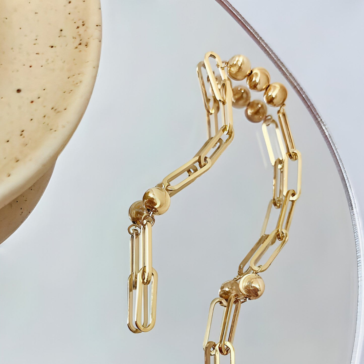 18K Gold Cat Eye Checker Handmade Thick Bracelet | Artisan Luxury