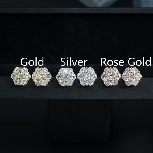 LuxeJewels™ BloomAura Moissanite Flower Earrings | Sterling Silver