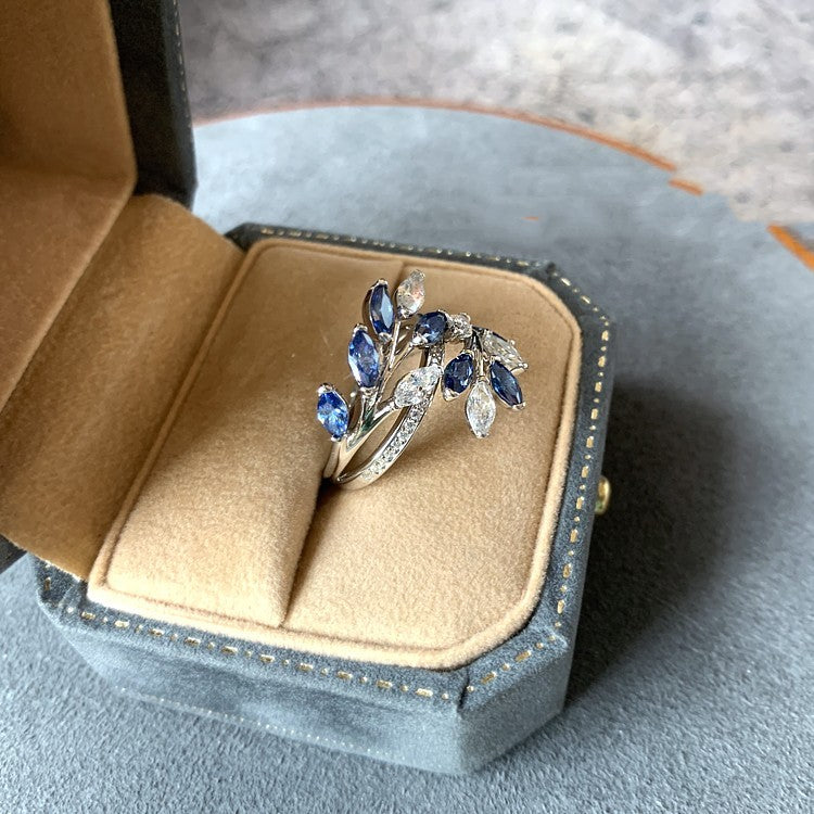 High Carbon Diamond Flower Cluster Vine Ring | Nature-Inspired Luxury