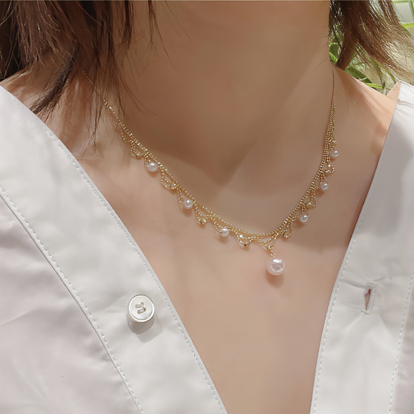 Aurora 18K Gold Lace Pearl Necklace | Sea Elegance Collection