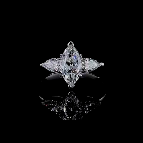 2.1ct Lab Diamond Marquise Dawn Ring | IGI Certified | 10K White Gold
