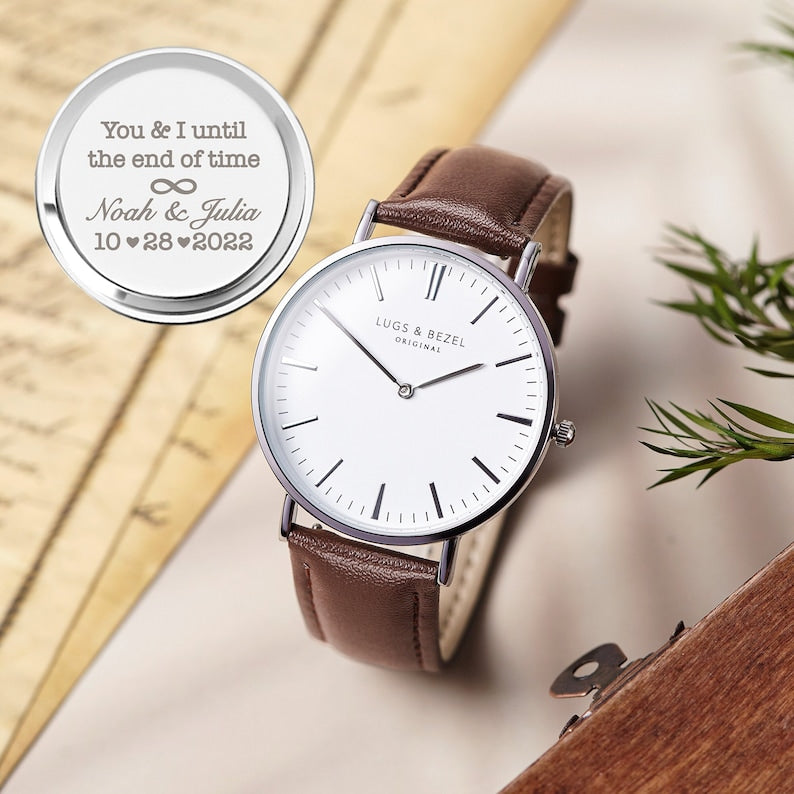 Custom Engraved Watch for Him | Personalized Anniversary & Wedding Gift