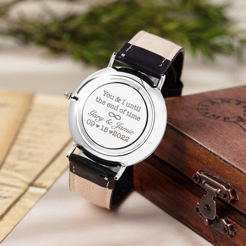 Custom Engraved Watch for Him | Personalized Anniversary & Wedding Gift