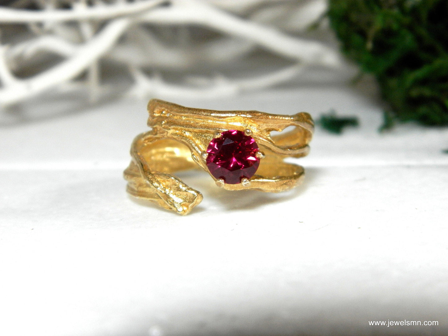 Vintage Gold Statement Ring | Pine Tree Branch Design | Nature Jewelry