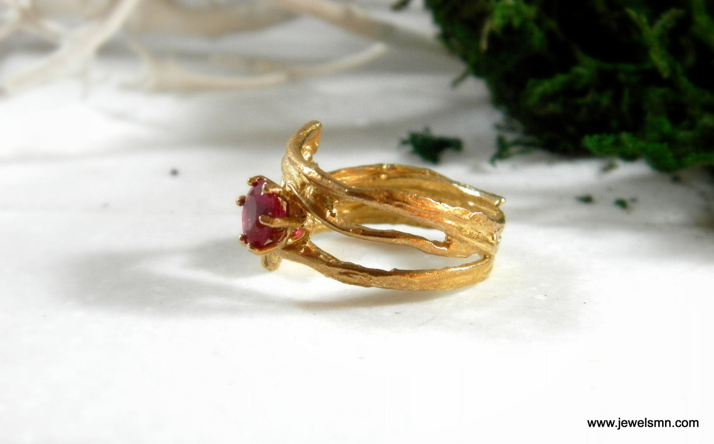 Vintage Gold Statement Ring | Pine Tree Branch Design | Nature Jewelry
