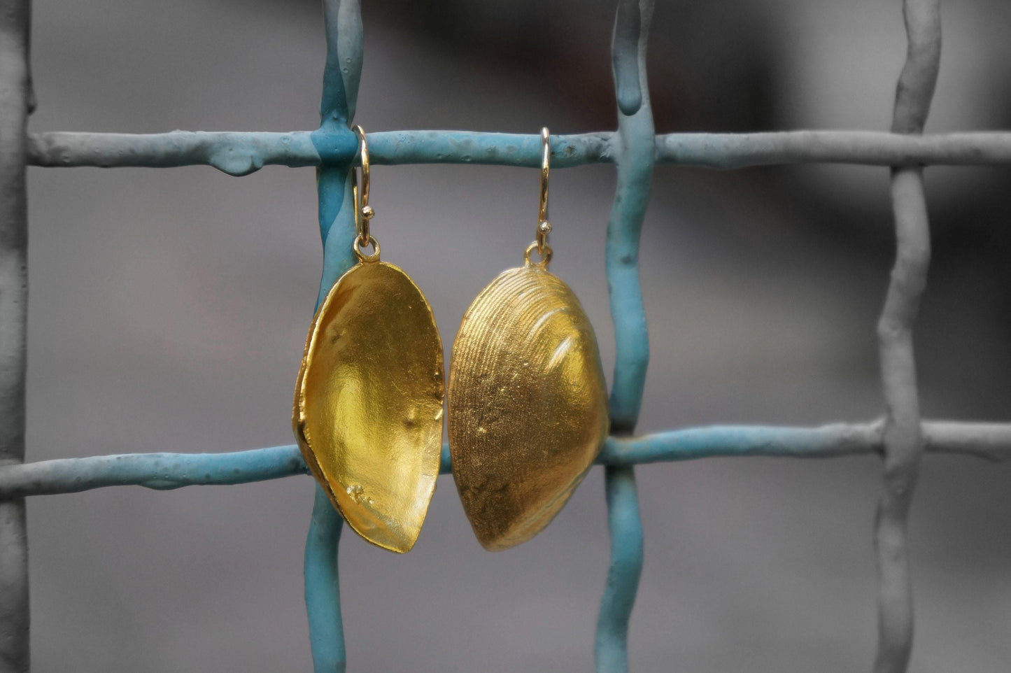 Clam Shell Earrings | Gold Plated Silver | Handmade Nature Jewelry