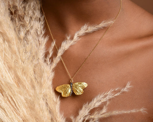 Butterfly Necklace | Sustainable Luxury | Gold Plated Recycled Silver
