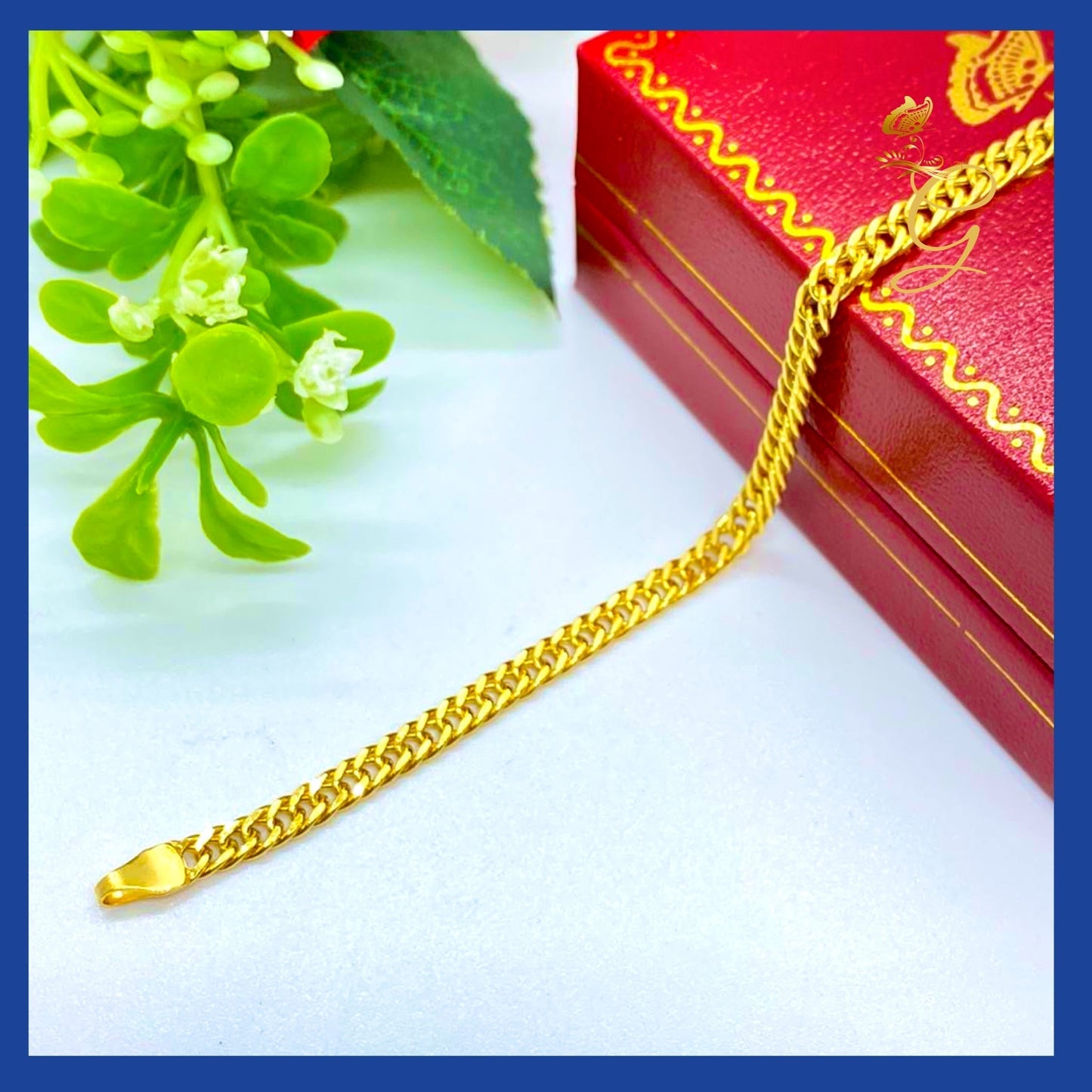 18K Real Gold Curb Link Bracelet 8" | Classic Luxury