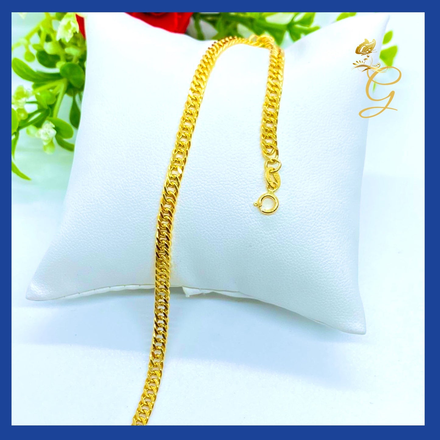 18K Real Gold Curb Link Bracelet 8" | Classic Luxury