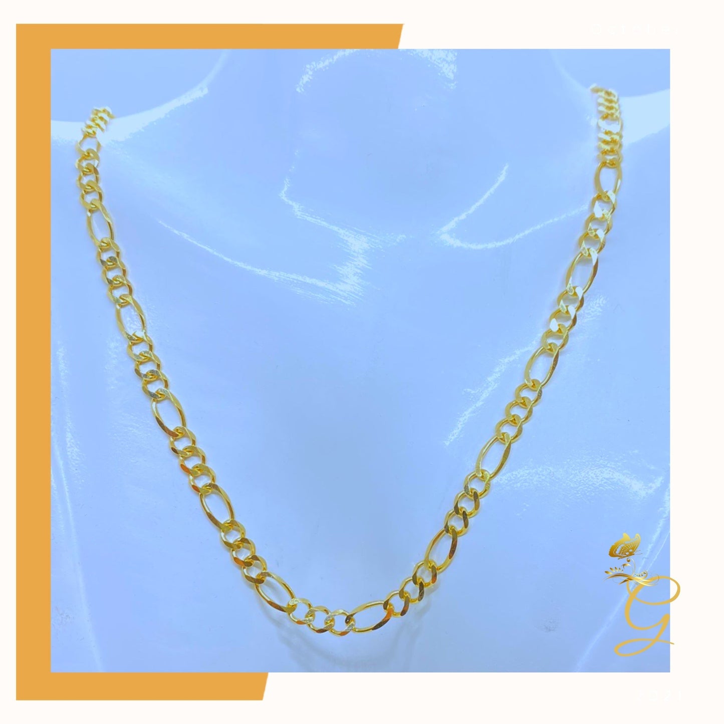 14K Real Solid Gold Figaro Chain 24" | 4.7MM | Men's Luxury