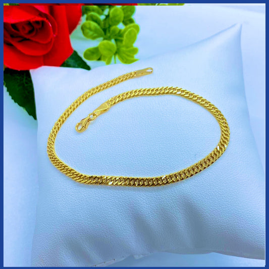 18K Real Gold Double Curb Bracelet 8" | Bold Luxury