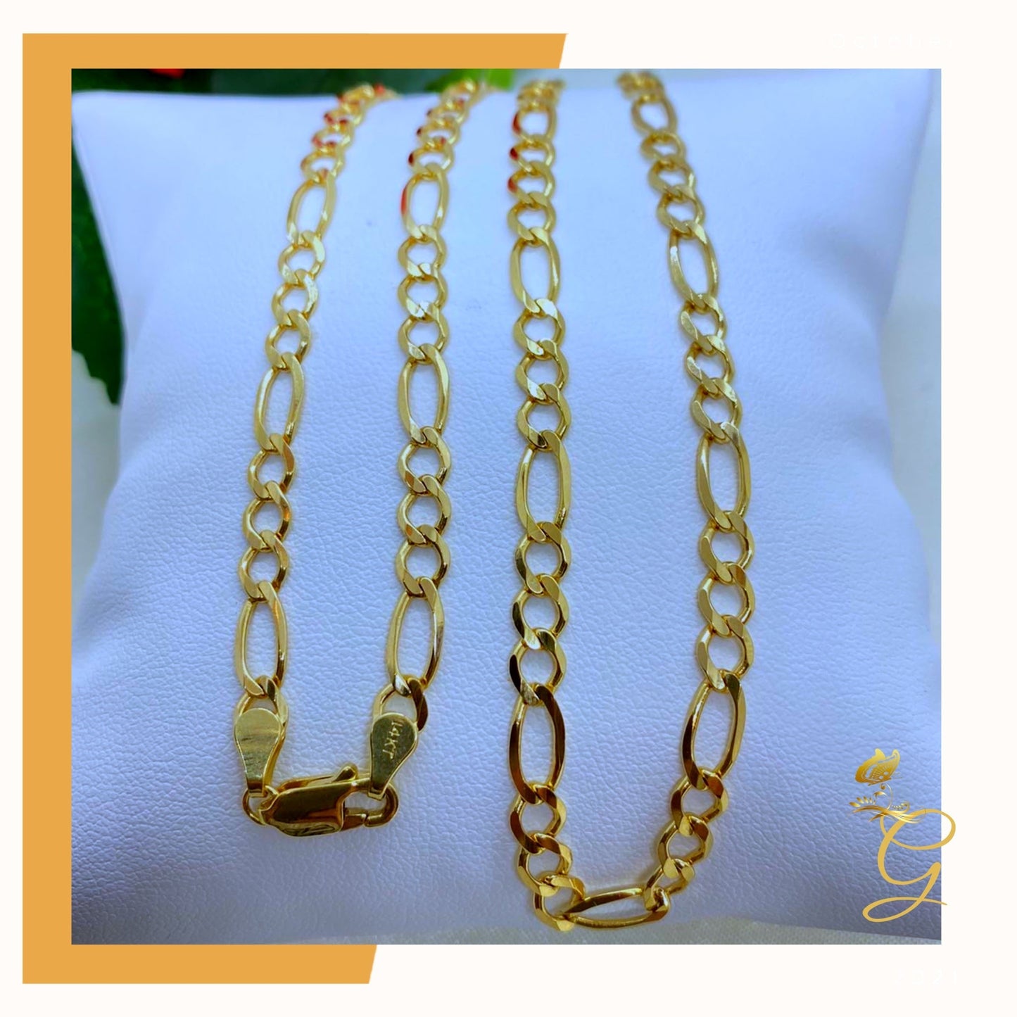 14K Real Solid Gold Figaro Chain 24" | 4.7MM | Men's Luxury
