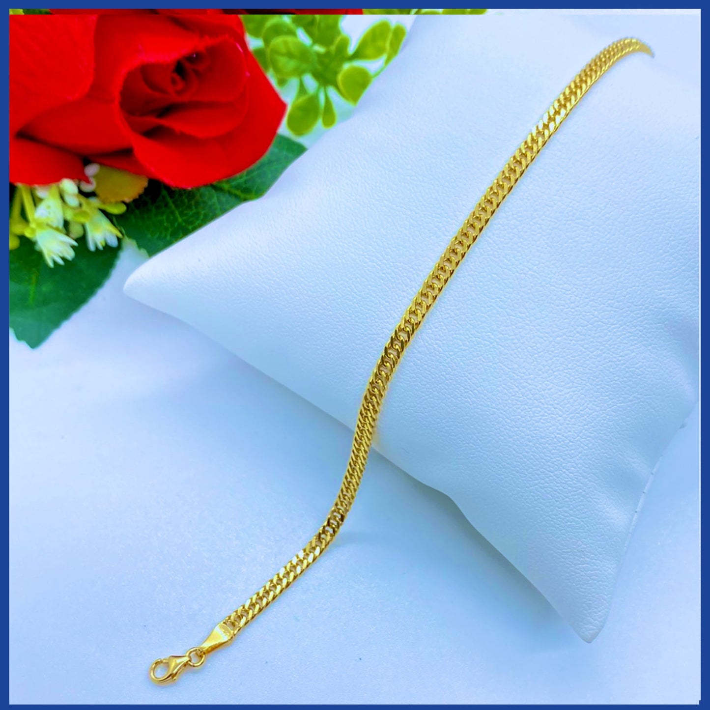 18K Real Gold Double Curb Bracelet 8" | Bold Luxury
