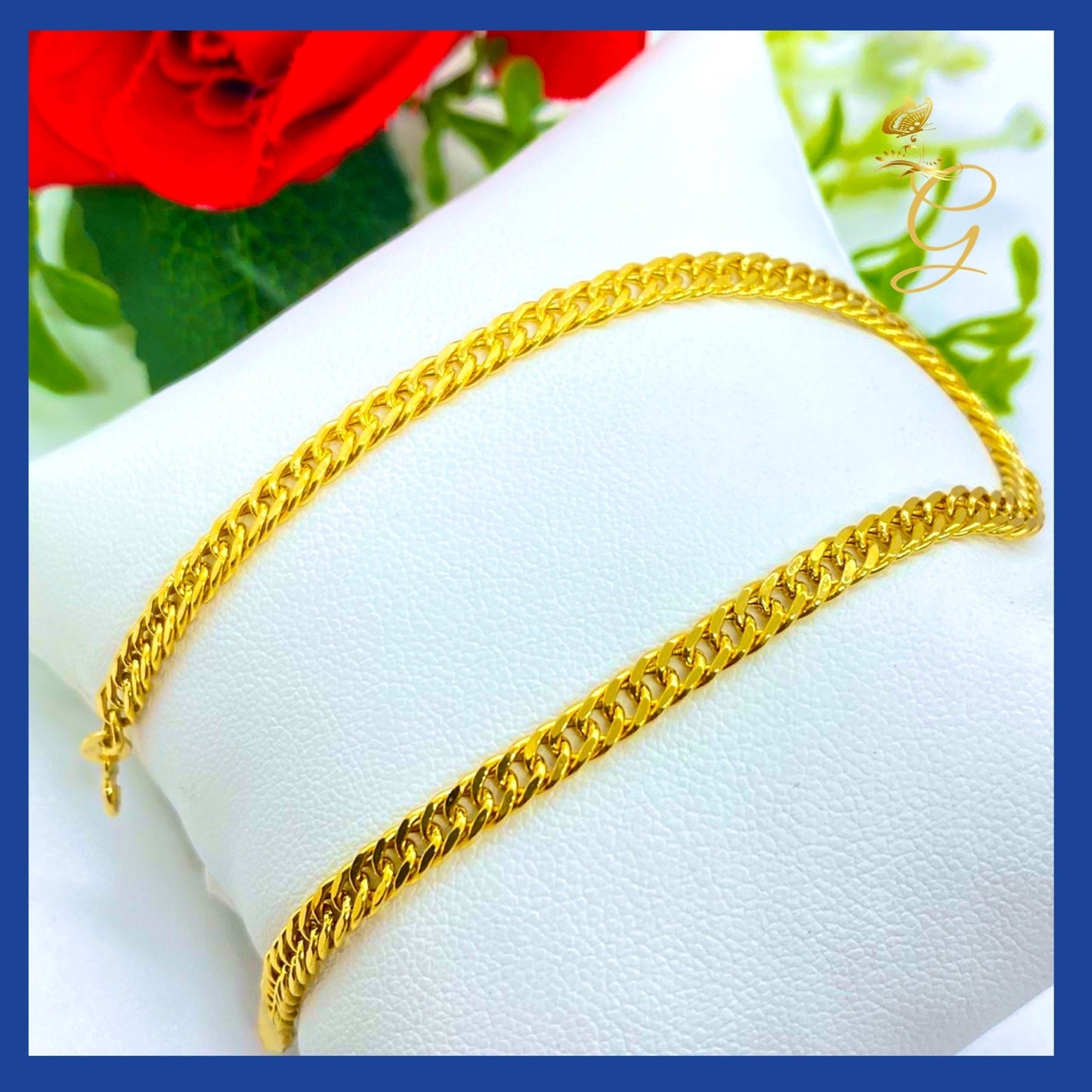 18K Real Gold Curb Link Bracelet 8" | Classic Luxury