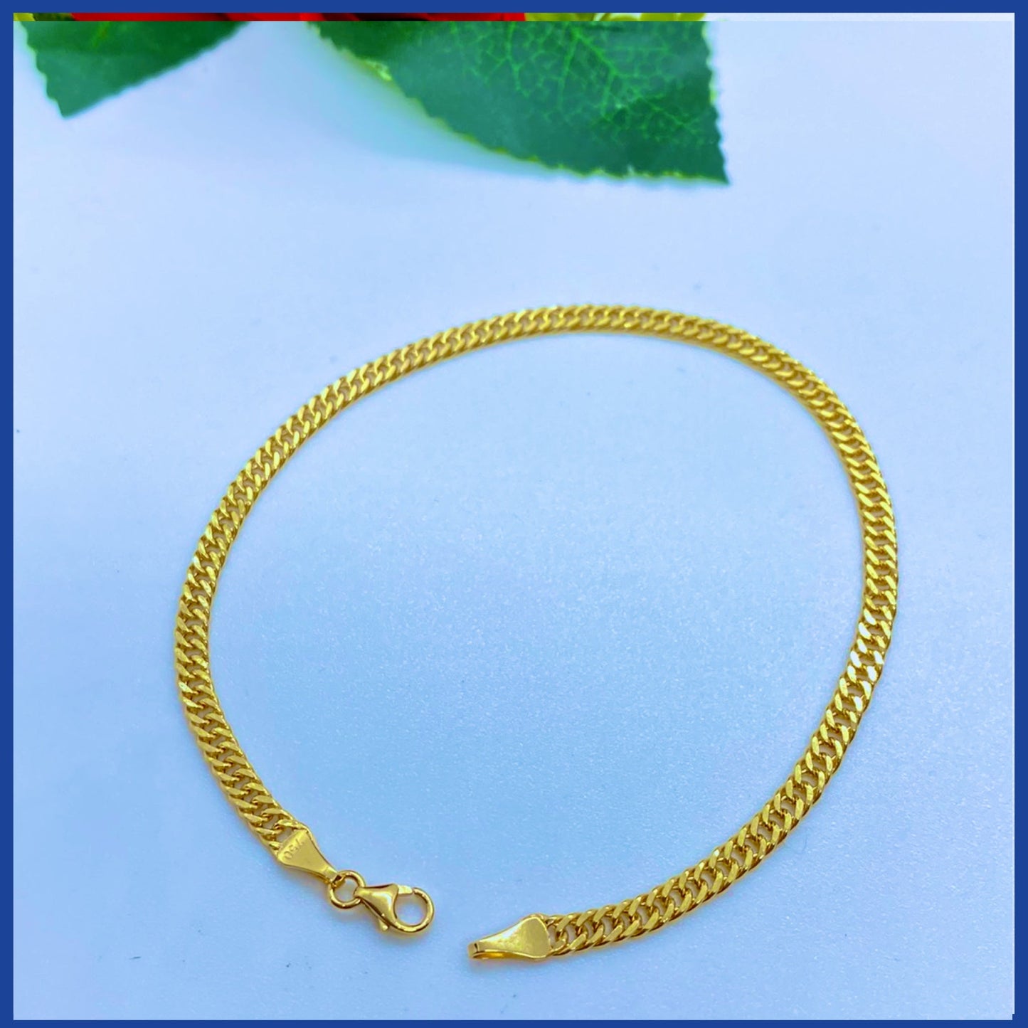 18K Real Gold Double Curb Bracelet 8" | Bold Luxury
