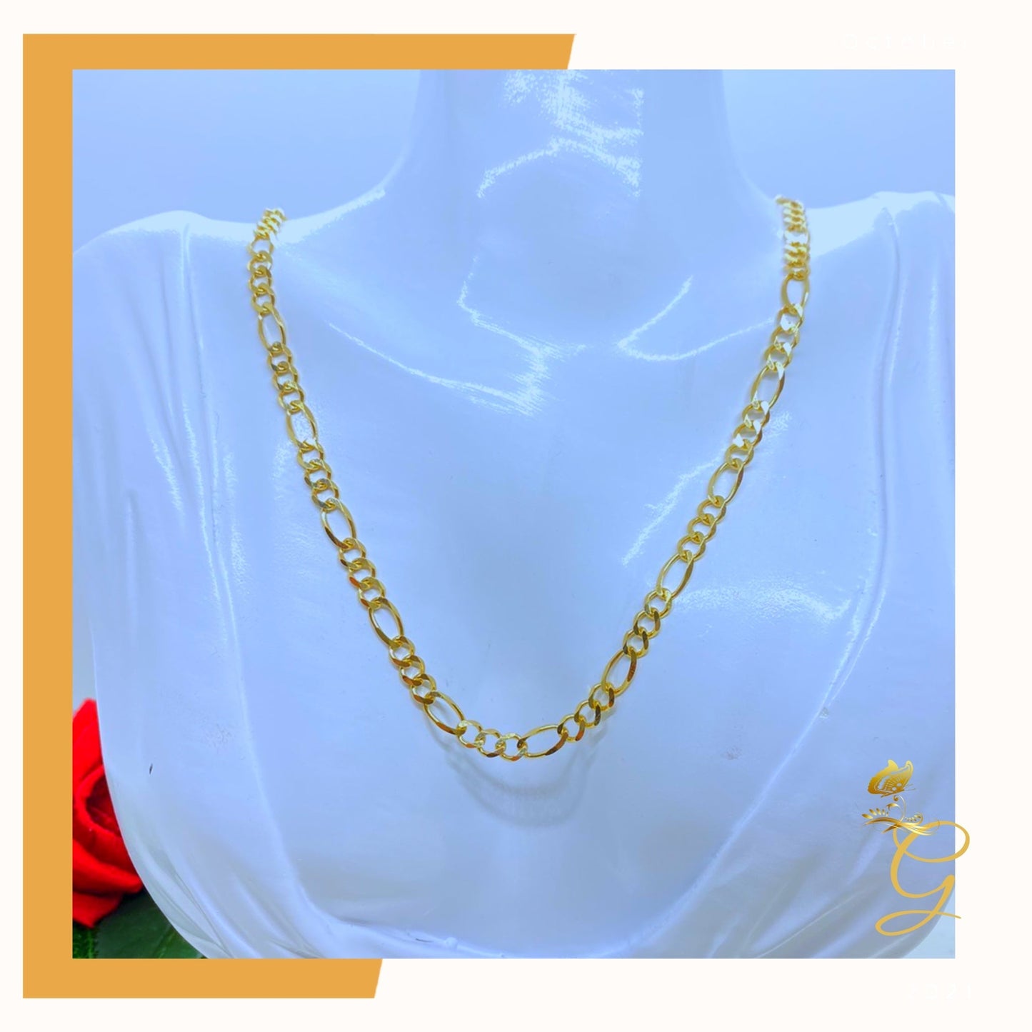 14K Real Solid Gold Figaro Chain 24" | 4.7MM | Men's Luxury