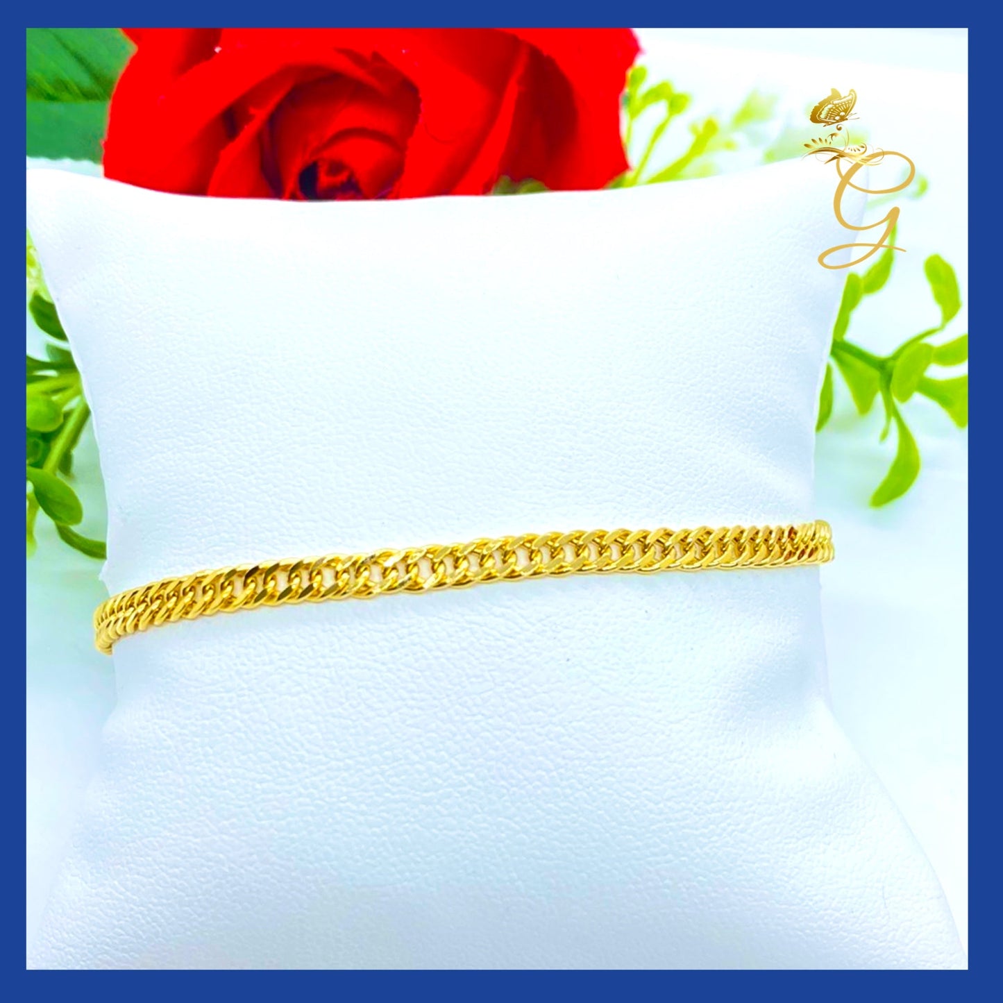18K Real Gold Curb Link Bracelet 8" | Classic Luxury
