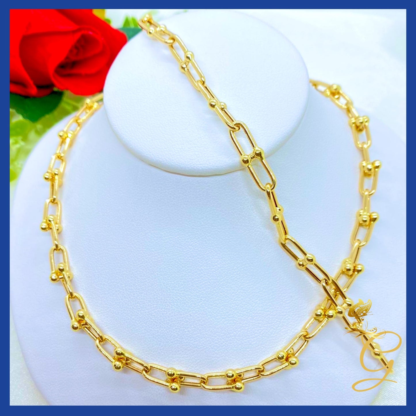 18K Real Gold Hardware Chain Necklace 16" | Industrial Luxury
