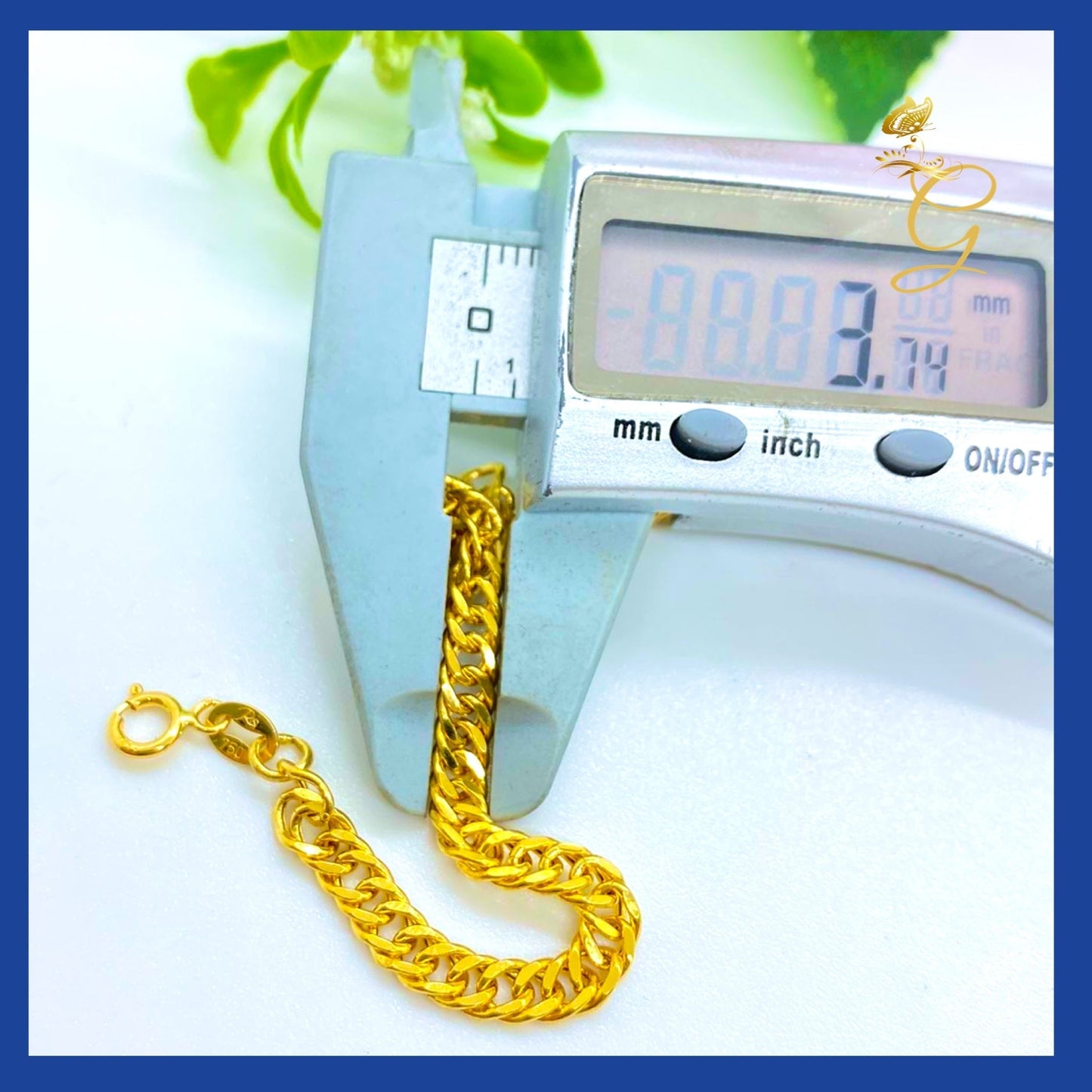 18K Real Gold Curb Link Bracelet 8" | Classic Luxury