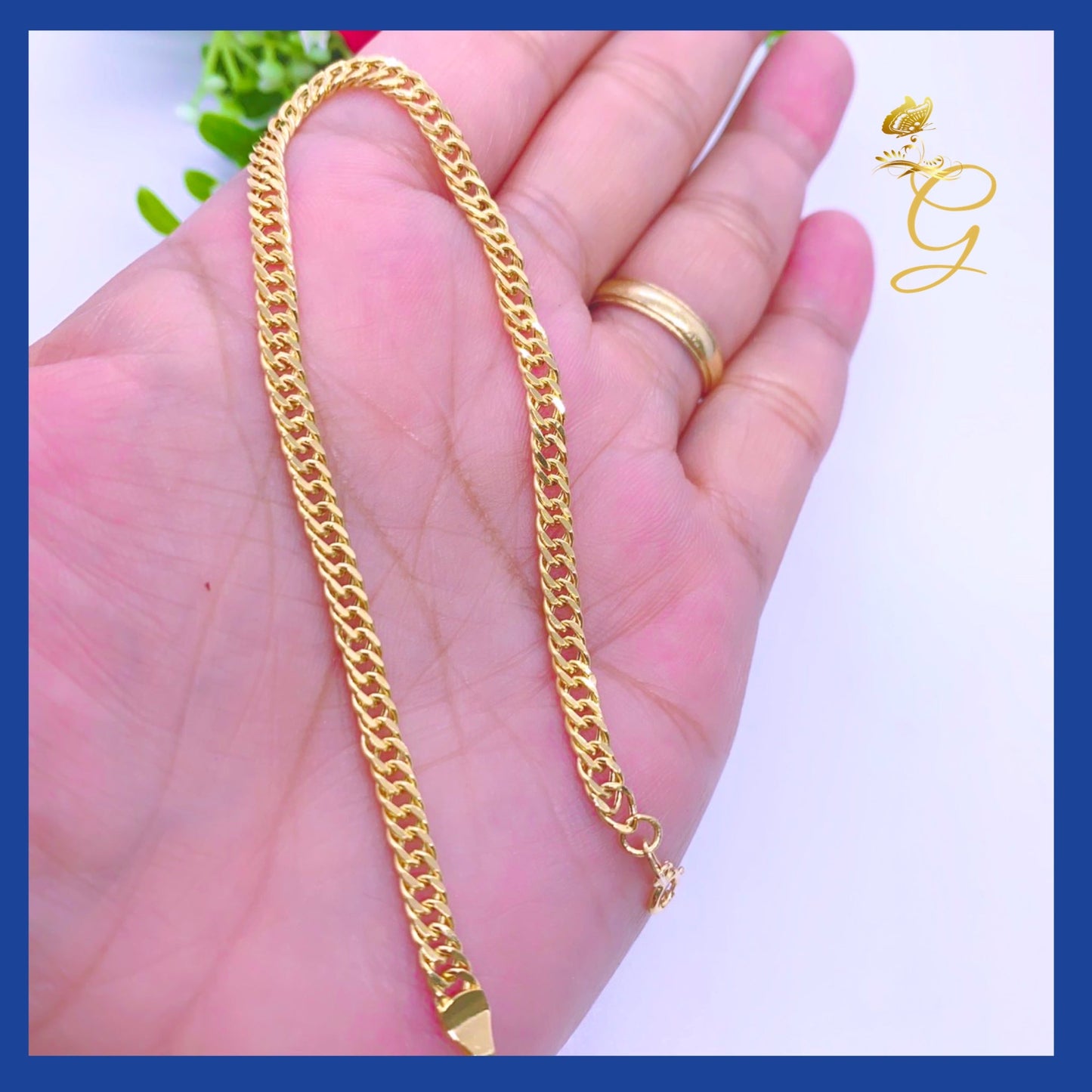 18K Real Gold Curb Link Bracelet 8" | Classic Luxury