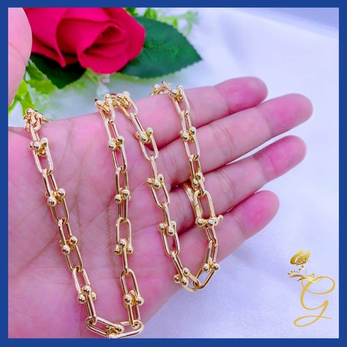 18K Real Gold Hardware Chain Necklace 16" | Industrial Luxury