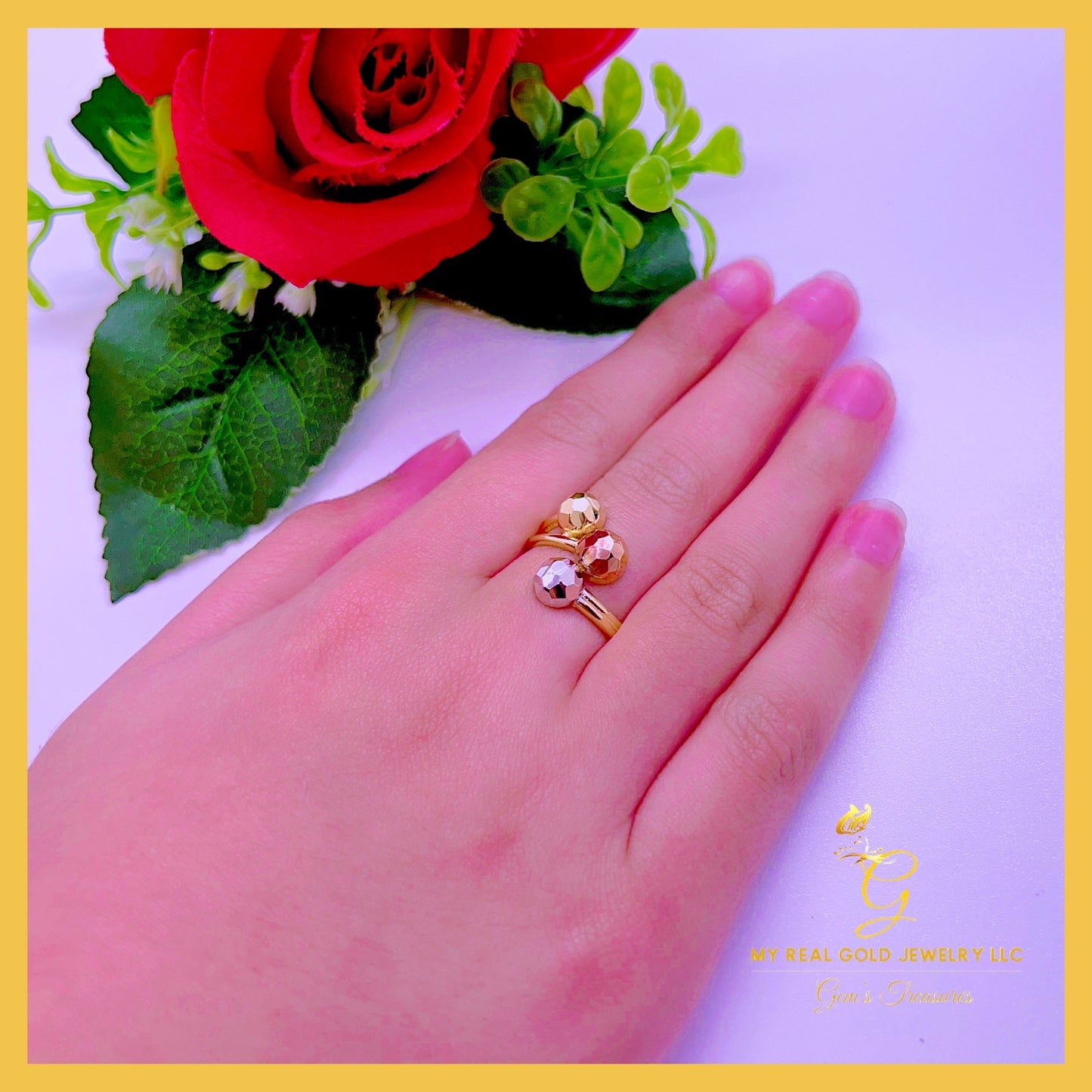 18K Real Gold Ring | Size 6 | Classic Luxury