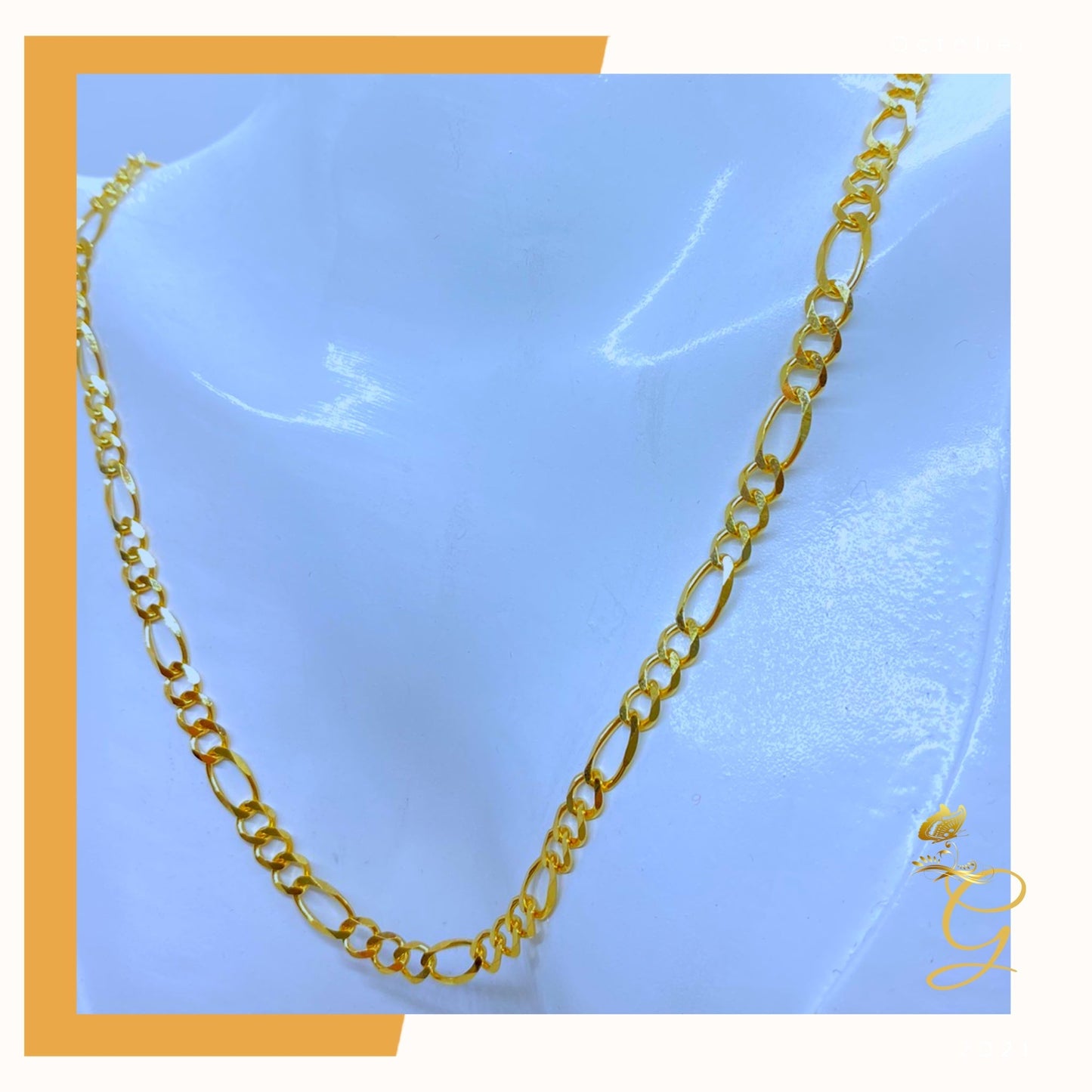 14K Real Solid Gold Figaro Chain 24" | 4.7MM | Men's Luxury