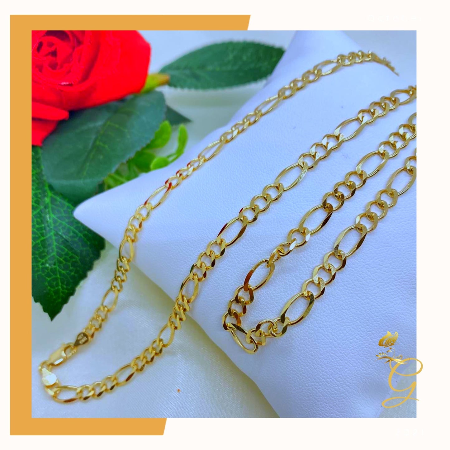14K Real Solid Gold Figaro Chain 24" | 4.7MM | Men's Luxury