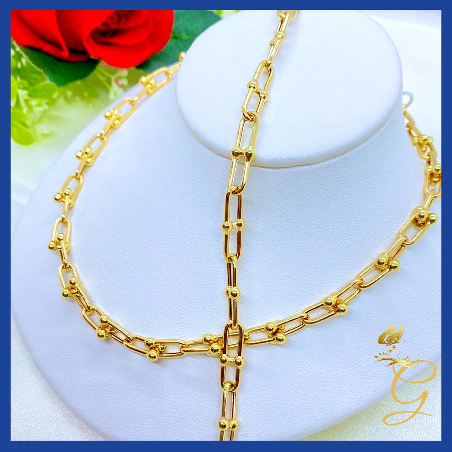 18K Real Gold Hardware Chain Necklace 16" | Industrial Luxury