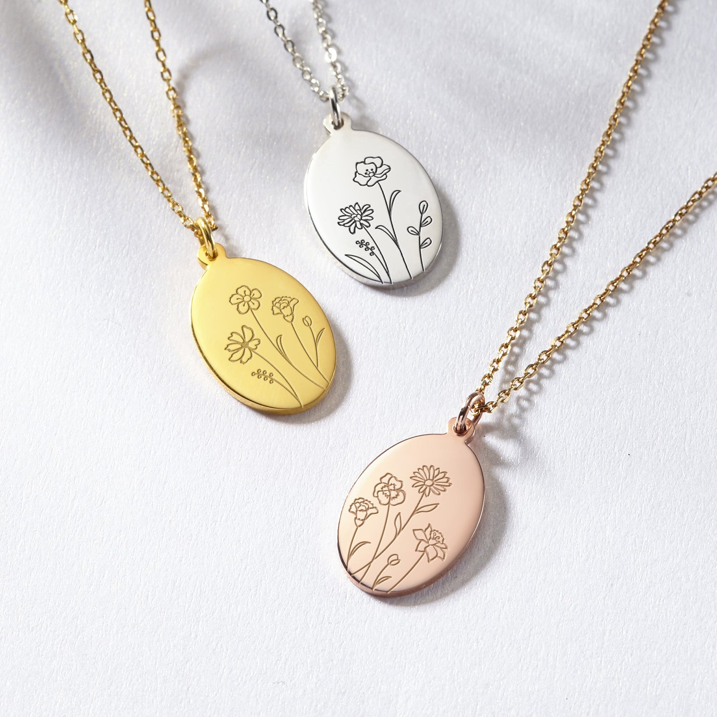Birth Month Flower Necklace | Personalized Mom Necklace with Family Flowers